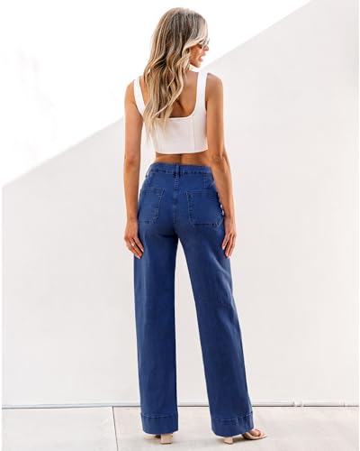 luvamia High Waisted Jeans for Women Blue Pants Women Womens Wide Leg Pants Wide Leg Jeans Women High Waisted Baggy Jeans Wide Leg Jeans for Women High Waist Size Small Size 4 6