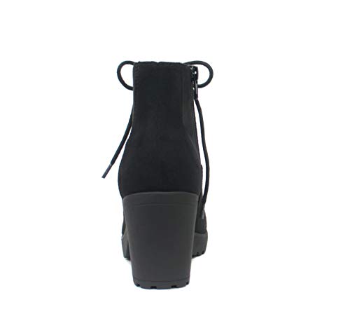Soda Second Lug Sole Chunky Heel Combat Ankle Bootie Lace up w/Side Zipper (White PU, numeric_11)