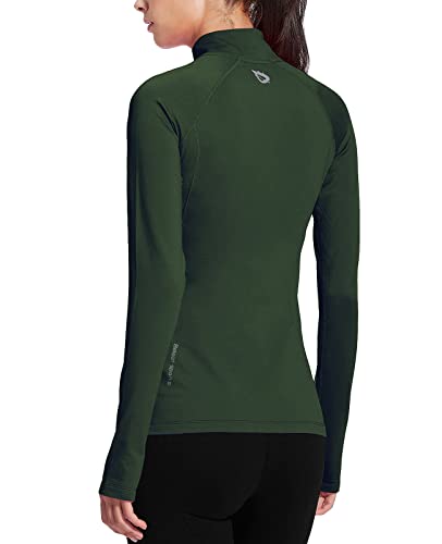 baleaf Women's Running Jacket Thermal Fleece Pullover Half Zip Tops Thumbholes Winter Long Sleeve Cold Weather Red L