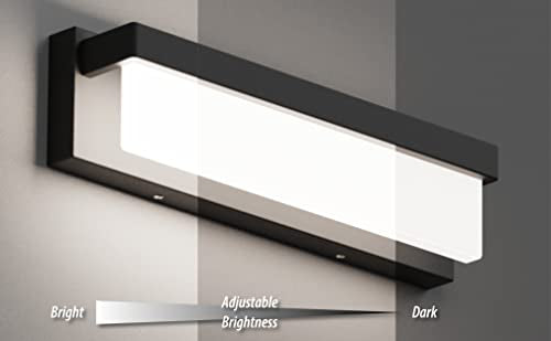 LIGHTINN LED Bathroom Vanity Light Fixture Over Mirror 16.5 inch Modern Rectangle Black Matte Metal Lighting Bar 4000K Daylight Wall Sconce (Black)