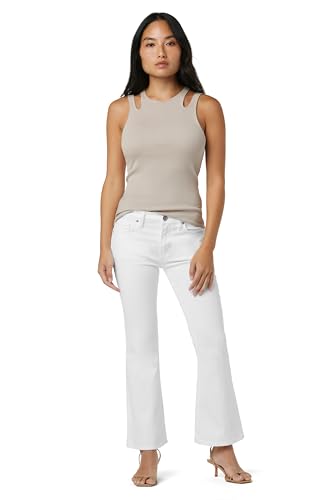 HUDSON Women's Petite Nico Mid Rise Cropped Bootcut Jean, White, 34