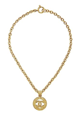 Chanel, Pre-Loved Gold Filigree 'CC' Round Necklace, Gold