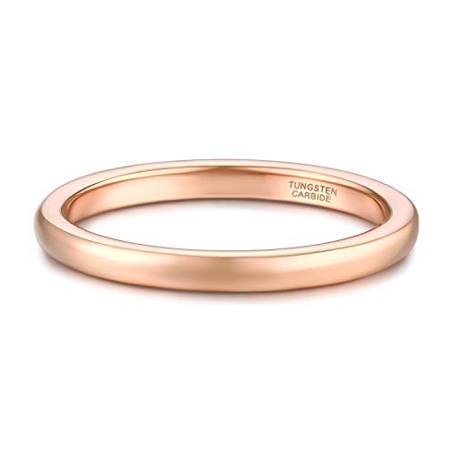 SHINYSO 4mm Tungsten Carbide Ring Dome Polished Wedding Band for Men Women Rose Gold Comfort Fit Size 12