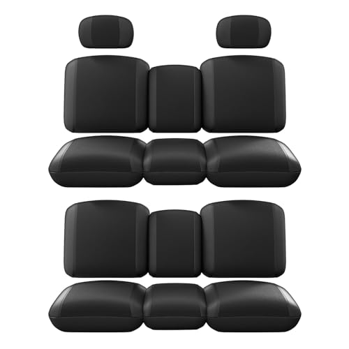 KEMIMOTO UTV Seat Covers Black, Waterproof Repellent UTV Seat Cover Set w/Headrest Cover Compatible with Can Am Defender Front Two Doors Split Bench Seat Covers- Black