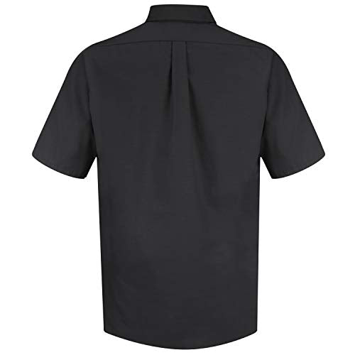 Red Kap Men's Standard Poplin Dress Shirt, Stain and Wrinkle Resistant, Short Sleeve, Black, Medium