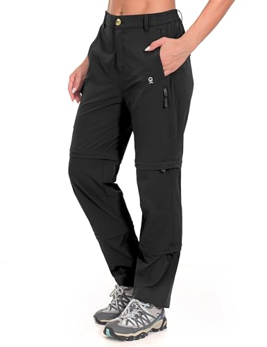 Little Donkey Andy Women's Stretch Convertible Pants, Zip Off Quick Dry Hiking Pants Black Size XS