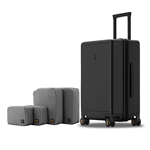 LEVEL8 Elegance Carry On Suitcase, 20 Inch Carry On Luggage with Wheels, Hardside Large Suitcases with Wheels, Tsa Lock,20-Inch, Black