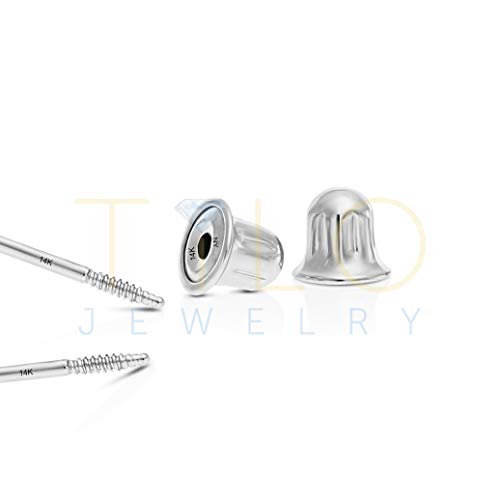14k White Gold Solitaire Round Cubic Zirconia CZ Stud Earrings in Secure Screw-backs (2.5mm)…
