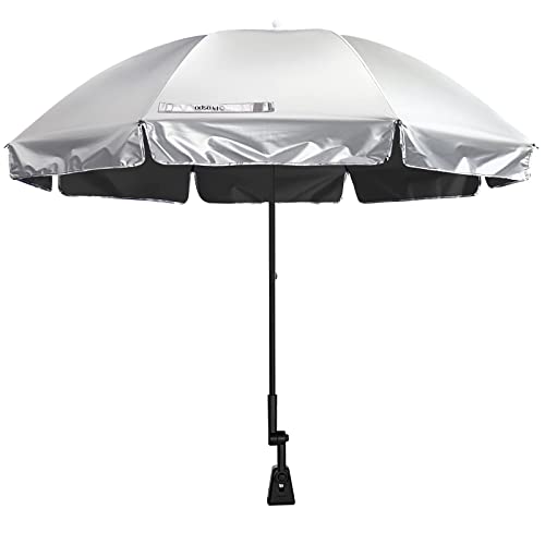 Prospo Beach Chair Umbrella with Universal Adjustable Clamp, UV Protection Sunshade Umbrella for Outdoor, Strollers, Wheelchairs, Patio Chairs, Bleacher, and Golf Carts