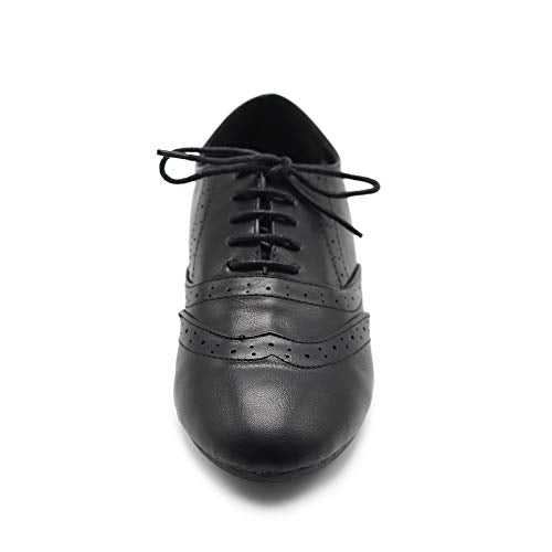 Ollio Women's Shoes Classic Lace Up Dress Low Flat Heel Oxford M1914 (11 B(M) US, Red-White)