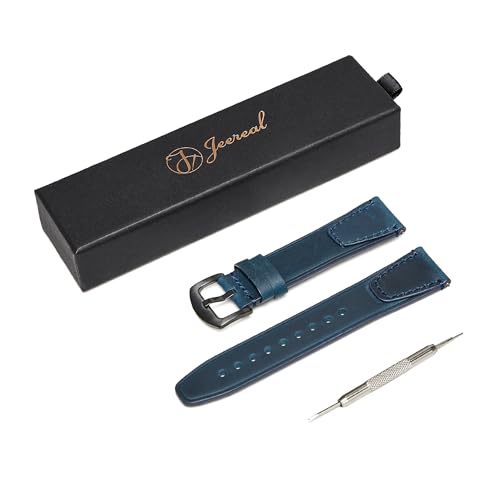 Jeereal Quick Release | Leather Watch Bands | Leather Watch Straps for Men Women- 18mm 20mm 22mm 24mm (18mm, Blue)