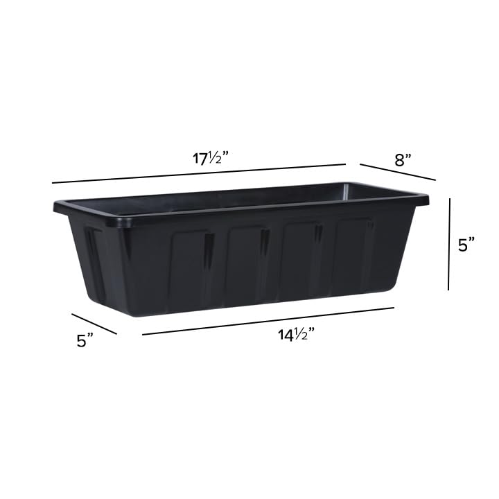 Poly-Pro Plastic Flower Box Planter, Black, 18-Inch