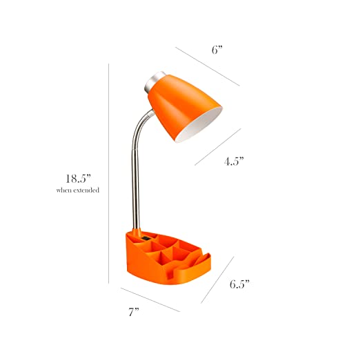 Simple Designs LD1002-WHT Gooseneck Organizer Desk Lamp with iPad Tablet Stand Book Holder, White