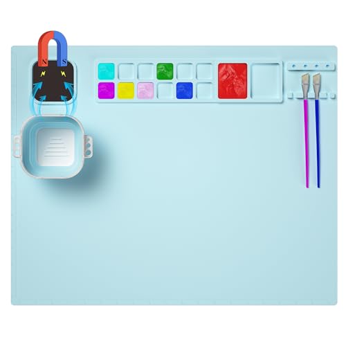 Silicone Craft Mat, 20"x16" Silicone Painting Mat with Cup, Nonstick Silicone Sheet for Resin Jewelry Casting, Creator Silicone Mat for Art, DIY, Drawing, Clay and Play Doh