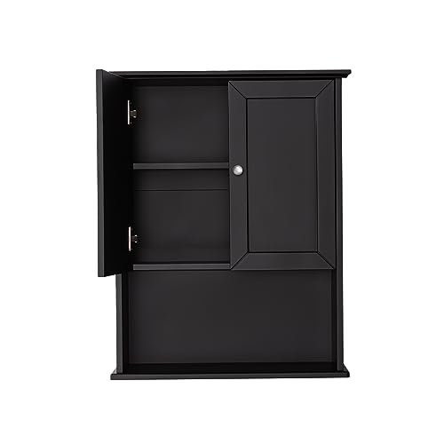 VANIRROR Black Wall Cabinet 24x30 Inch Wooden Over The Toilet Storage Cabinets with 2 Doors, Above Toilet Storage Medicine Cabinets for Bathroom Laundry Room Bedroom Kitchen