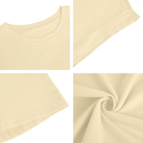 Women's Cap Sleeve Tank Top Crew Neck T Shirts Loose Fit Basic Summer Casual Tee Tops Yellow