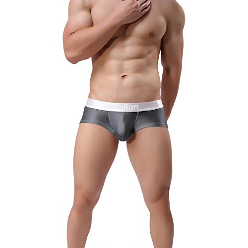 ZONBAILON Mens Sexy Underwear Bulge Enhancing Pouch Ice Silk Big and Tall Boxer Briefs Pack Plus Size 3XL XXXL 3X Waist 48-50