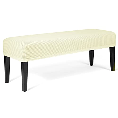 WOMACO Dining Bench Seat Cover Stretch Fabric Rectangle Table Bench Slipcover for Kitchen Piano Bench (Dark Gray, Medium)