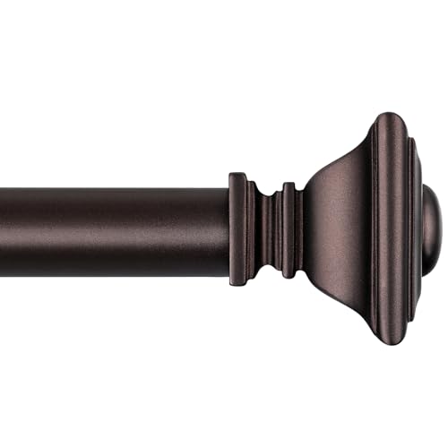 BRIOFOX BLACK Curtain Rods for Windows 28 to 48 Inch Adjustable Length 1 Inch Diameter Heavy Duty Window Curtain Rods for Indoor Ourdoors With Classic Square Finials