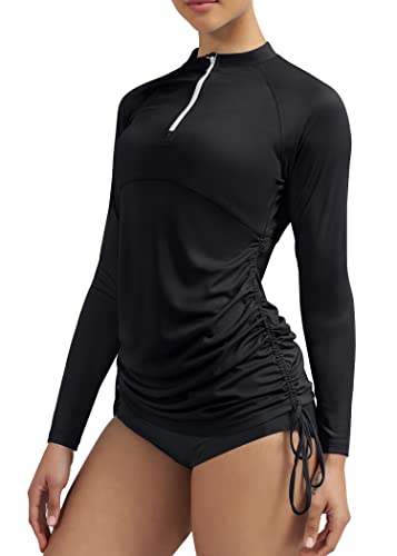 Ewedoos Rash Guard for Women UPF 50+ Sun Protection Clothing Swim Shirts for Woman SPF Shirts Long Sleeve UV Sun Shirts Black
