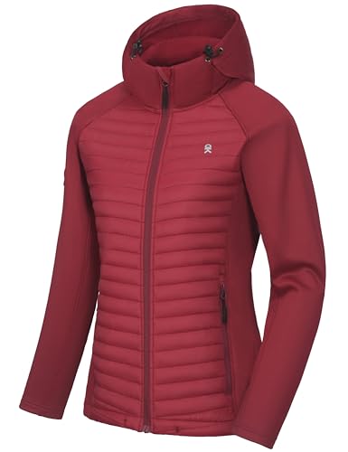 Little Donkey Andy Women's Hooded Thermal Running Hybrid Jacket Dark Red Size S
