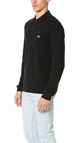 Lacoste Mens Classic Long Sleeve Pique Polo Shirt, Black, Small US