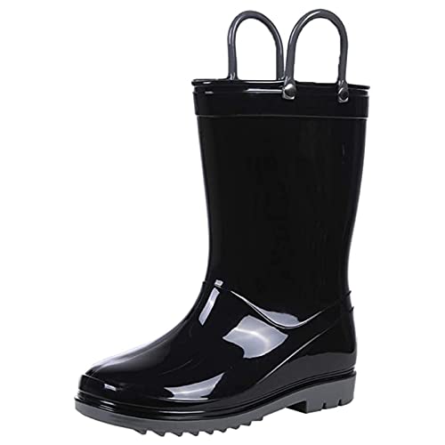 Colorxy Kids Rain Boots for Boys Waterproof Toddler Rain Boots with Easy-On Handles, Hot Pink Size Big Kid 3