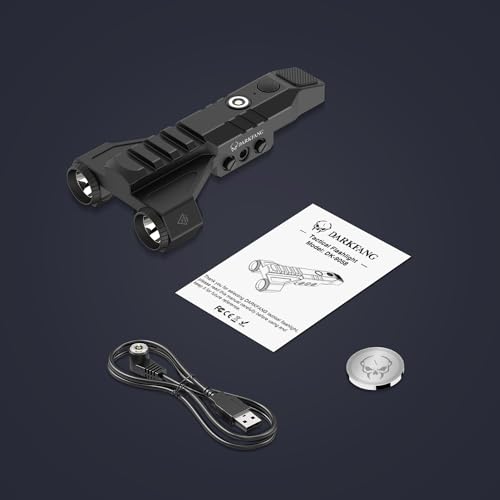 DARKFANG 1450 Lumen Tactical Flashlight Low Profile Design Rechargeable Weapon Light for Picatinny Rail