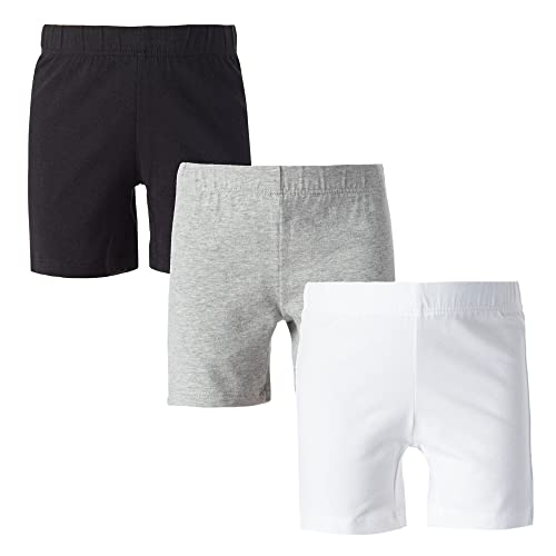MY WAY Toddlers & Girls Bike Shorts Cotton & Spandex — Biker Shorts for Under Dresses, Cartwheel & Dance - 3 PK Black, H Grey, and White 2T
