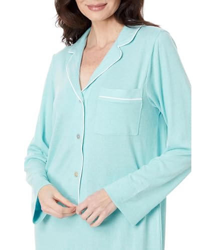 N Natori Women's Sleepshirt Length 36", Teal W/Blue, Small