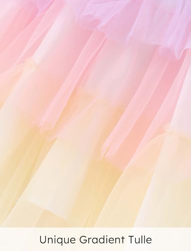 PATPAT Toddler Little Girls Dresses Short Sleeve Princess Tulle Skirt Birthday Party Cake Tutu Dress for Girls, Celebration White, 2 Years