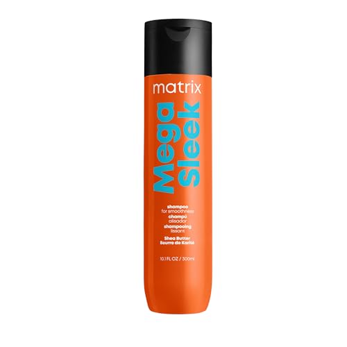 MATRIX Mega Sleek Shampoo - Smoothing, Anti-Frizz, Detangling for Dry, Damaged & Frizzy Hair, With Shea Butter, Vegan, Promotes Fresh Manageable Hair