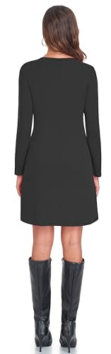 Moskill Long Sleeve Tshirt Dresses for Women with Pockets Casual Loose Swing Dress 3X-Large Mauve