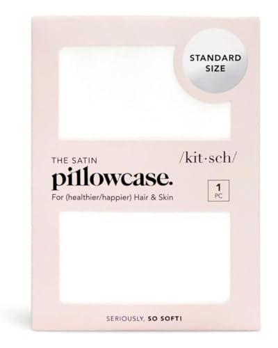 Kitsch Satin Pillowcase with Zipper for Hair & Skin, Softer Than Silk Pillow Cases Queen, Smooth Pillow Covers, Machine Washable, Wrinkle-Free, Cooling Satin Pillow Cases Standard Size 19x26 Chocolate