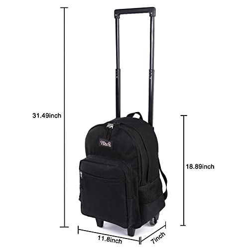 Tilami Rolling Backpack 18 inch Double Handle with Lunch Bag Wheeled Kids Backpack, Flamingo Black
