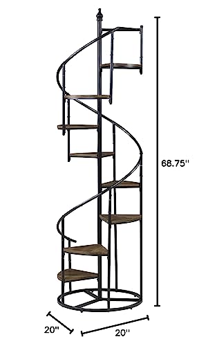 Coaster Home Furnishings - Roseglen - Metal & Wood - 8-Shelf Spiral Staircase Bookshelf with Triangular Shelves and Spiral Staircase Shelf - Home Office & Living Room - 69 Inch - Rustic Brown - 805675
