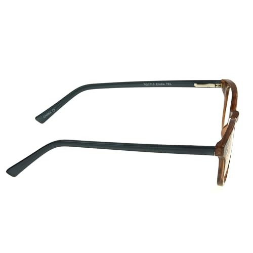 Foster Grant Women's Elodie Round Reading Glasses, Brown Tortoise/Transparent, 59 mm + 1