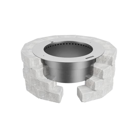 Breeo Zentro Stainless Steel Fire Pit Insert - Smokeless Firepit Ring Insert for Outdoor Fire Pit - for Outside Block, Stone, & Concrete Backyard Firepit Surrounds - Lid Included - Round 24"