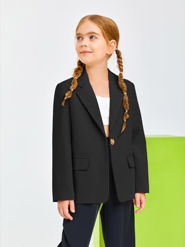 Meikulo Girls Blazers Kids Lapel Long Sleeve Open Front Solid Blazer Jacket with Pockets