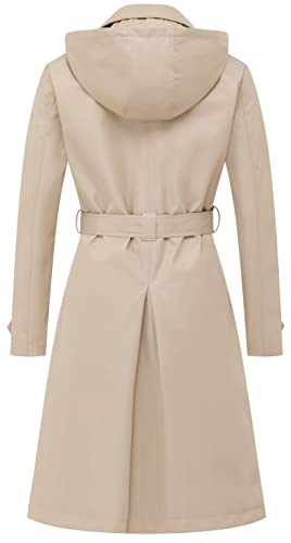 Chrisuno Dress Coats for Women Rain Trench Coat Mid Length Spring Abrigos Para Mujer Elegantes Double Breasted Water Resistant Windbreaker Classic Belted Lapel Overcoat Wine Red 2XL