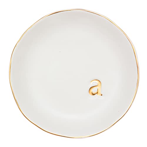 COLLECTIVE HOME - Ceramic Jewelry Tray, Decorative Trinket Dish for Rings Earrings Necklaces Bracelet Watch Keys, Birthday Mother's Day Christmas Gift for Women, 4.75", White Surface (W)