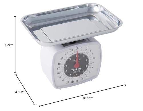 Taylor Analog Kitchen Mechanical Food Scale, 22 lb Capacity, Multicolor