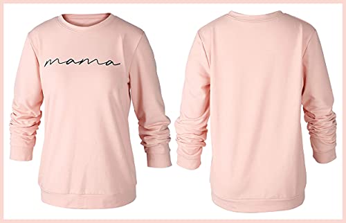 ASTANFY Mama Shirts Women Mama Letter Printed T-Shirt Mama Graphic Tee Casual Short Sleeve Tops Tee