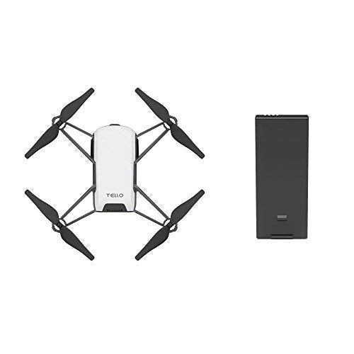 Tello Quadcopter Drone with HD Camera and VR,Powered by DJI Technology and Intel Processor,Coding Education,DIY Accessories,Throw and Fly (with Extra Battery)