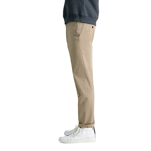 Haggar Men's Premium No Iron Khaki Straight Fit & Slim Fit Flat Front Casual Pant, Dark Navy Blue, 34W x 29L