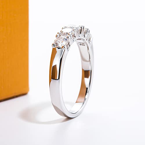 AimiIee Moissanite Wedding Band Half Eternity Rings D Color VVS1 Clarity Round Brilliant Cut S925 Sterling Silver Stackable Eternity Band for Women Men with Certificate(9)