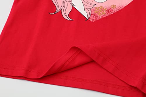 Baby Girls' Long-Sleeve Cotton Jersey Tunic T-Shirts Unicorn Graphic Winter Casual Crewneck Pink White Tunic Tops Tee Shirts Sets 3 Pack 12 Months