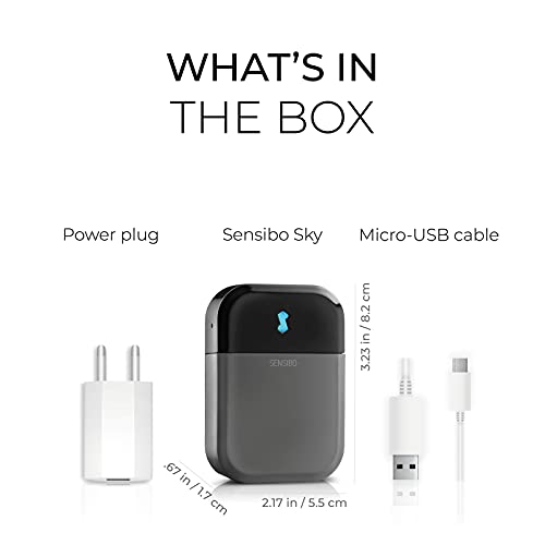 Sensibo Sky, Smart Wireless Air Conditioner Controller. Quick & Easy DIY Installation. Maintains Comfort with Energy Efficient. Automatic Wifi Thermostat Control App. Google, Alexa and Siri Compatible