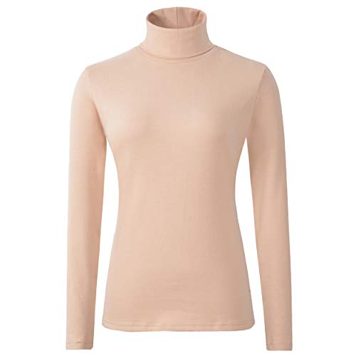 HieasyFit Women's Soft Cotton Turtleneck Top Basic Long Sleeve Pullover Violet L