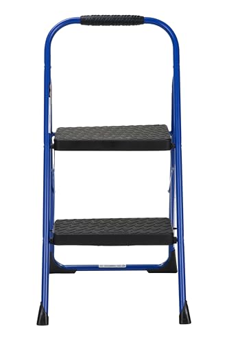 COSCO 11308PBL1E Two Three Big Folding Step Stool, Gray & Pyrex Simply Store 18-Pc Glass Food Storage Containers Set, Round & Rectangle Glass Storage Containers with Lid, Fridge and Freezer Safe